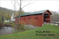 Arlington, VT - Arlington Bridge -Side with Church - Spring